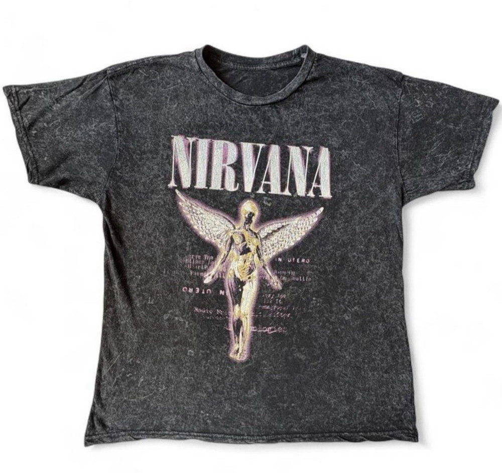 Nirvana In Utero T-Shirt Men’s XL Black Graphic Logo Short Sleeve Crew Neck