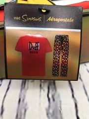 The Simpsons X Aeropostale Limited edition Duff beer Red Shirt & Gray Pants Sz S