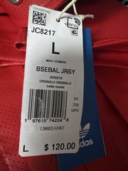 ADIDAS Originals MENS FAUX LEATHER Baseball Jersey Scarlet Red SIZE LARGE