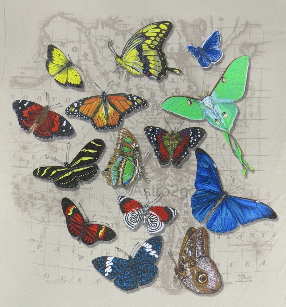 BUTTERFLIES OF THE WORLD-Moths Butterfly Insect Bugs Nature 2-sided T shirt S-XL