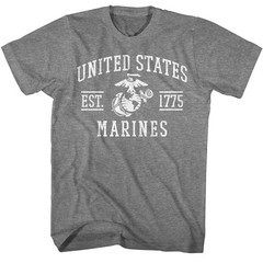 USMC United States MARINES Est 1775 Gray Heather T-Shirt US Marine Corps Graphic