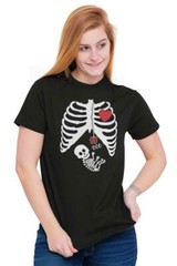 Spooky Halloween Maternity Skeleton Xray Womens Graphic Crewneck T Shirt Tee