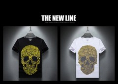 New Fashion Skull Rhinestones Summer Short Sleeve Luxury Men Streetwear T-Shirt