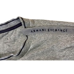 Armani Exchange T-Shirt Mens Small Grey Shoulder Zip Logo Tape Short Sleeve