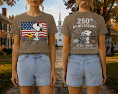Snoopy 250th Anniversary T Shirt Front Back 1776 2026 America 4th Of July Tee