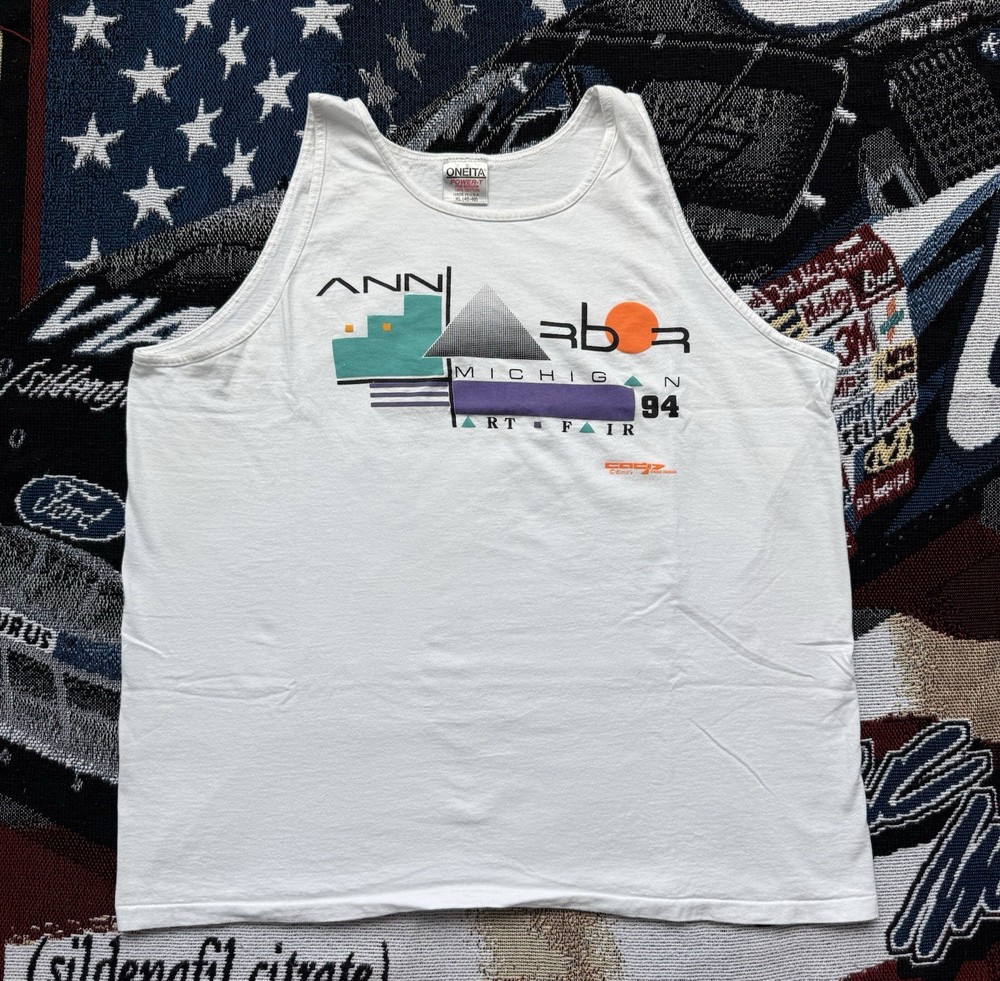 Vintage 1994 Ann Arbor Art Fair Tank Top Men’s XL Michigan Abstract