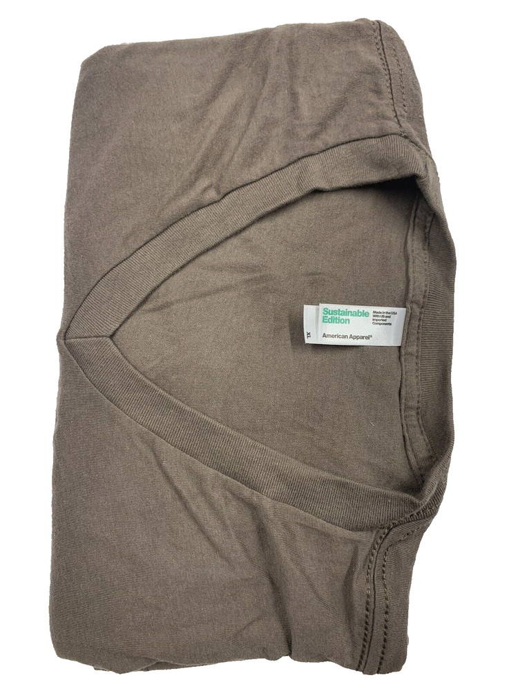 American Apparel Sustainable Collection USA MADE Vneck Tee 100% cotton Brown XL