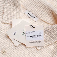 Sandro Men’s Beige Knitted Long Sleeve Oversized Shirt Size M SHPTR00540