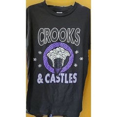 Crooks & Castles Men’s T-Shirt Medusa Bandana Short Sleeve Tee Black Small A105