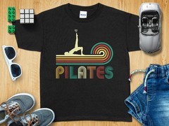 Pilates Vintage Retro T-Shirt, Funny Workout Fitness Yoga Tee Gift, Gym Shirt