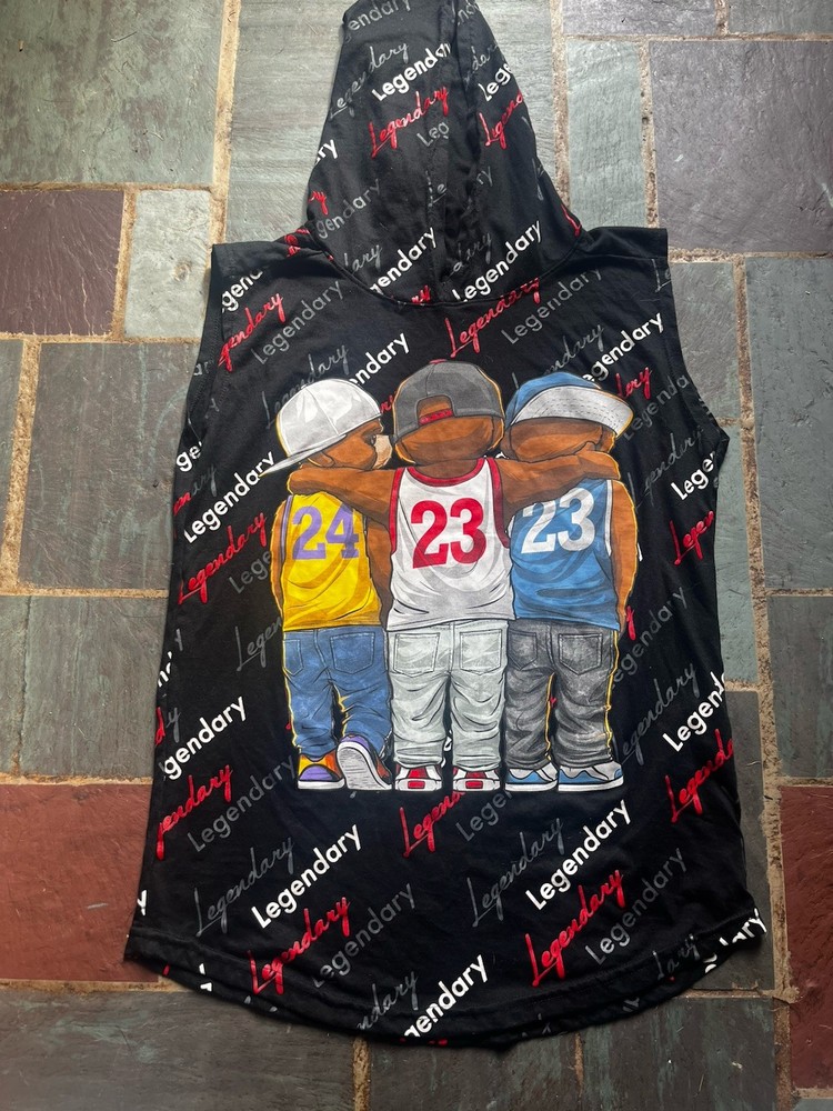 Michael Jordan Kobe Bryant LeBron James Legendary Black Hooded T-shirt Sz S