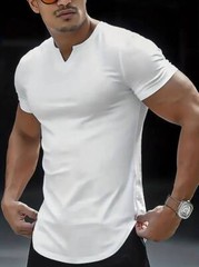 Camisetas Sólido Blanco Roto Cuello En V Moda Transpirable Ligero Suave Cómodo