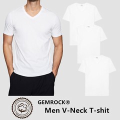 Men 100% Cotton V Neck T Shirt Solid White Short Sleeve Casual Tee S-4XL lot