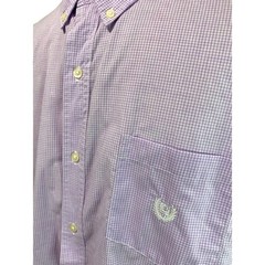 Size XXL Chaps Mens Easy Care Button Down Short Sleeve Orchid Plaid Shirt