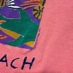 Vintage 1992 Perdido Beach Tropical Fish Dolphin Ocean Art Graphic T-Shirt Large