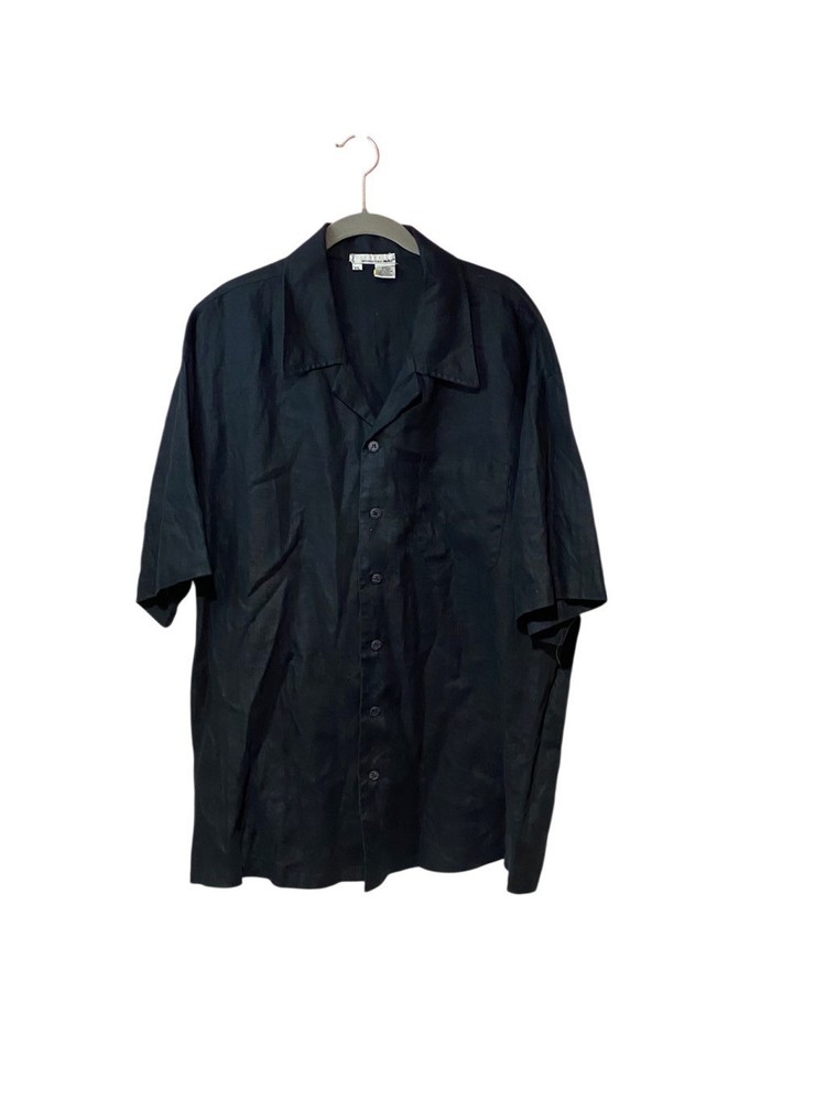 international male men’s short sleeve, black 100% linen shirt size XXL