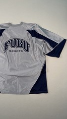 Vintage FUBU Sports Jersey XXL Grey Navy Mesh Y2K Hip Hop Streetwear Shirt