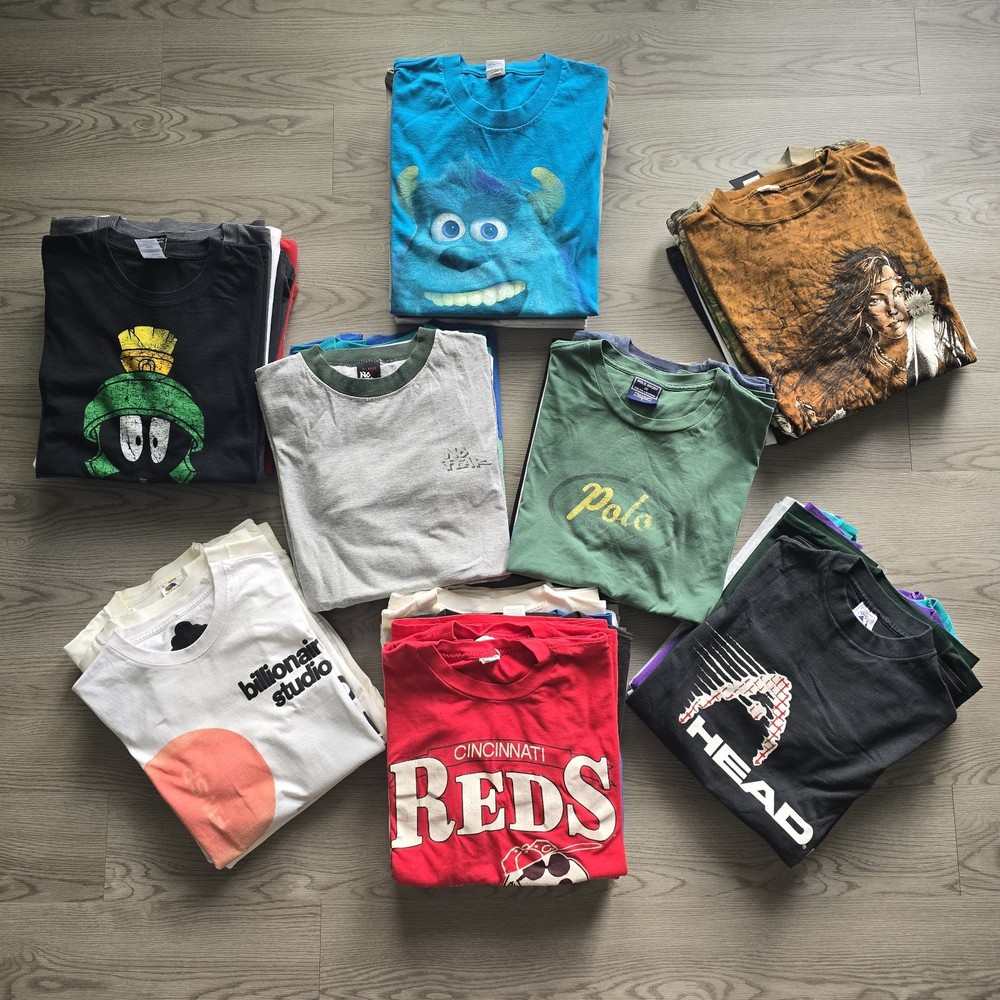 60 Piece Vintage T Shirt Wholesale Bundle Lot Graphic Tees 80s 90s Y2K