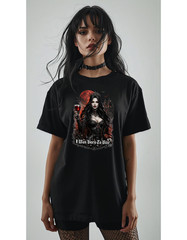 Dark Vampire Woman ‘I Was Born To Bite’ T-Shirt | Gothic Vampire Tee shirt x her