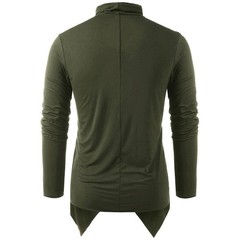 Men’s Casual Asymmetrical Cardigan Top Long Sleeve Open Front Shawl Collar Grey