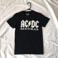 AC DC T Shirt Mens size S Black Graphic Back In Black Short Sleeve Tee Rock Band