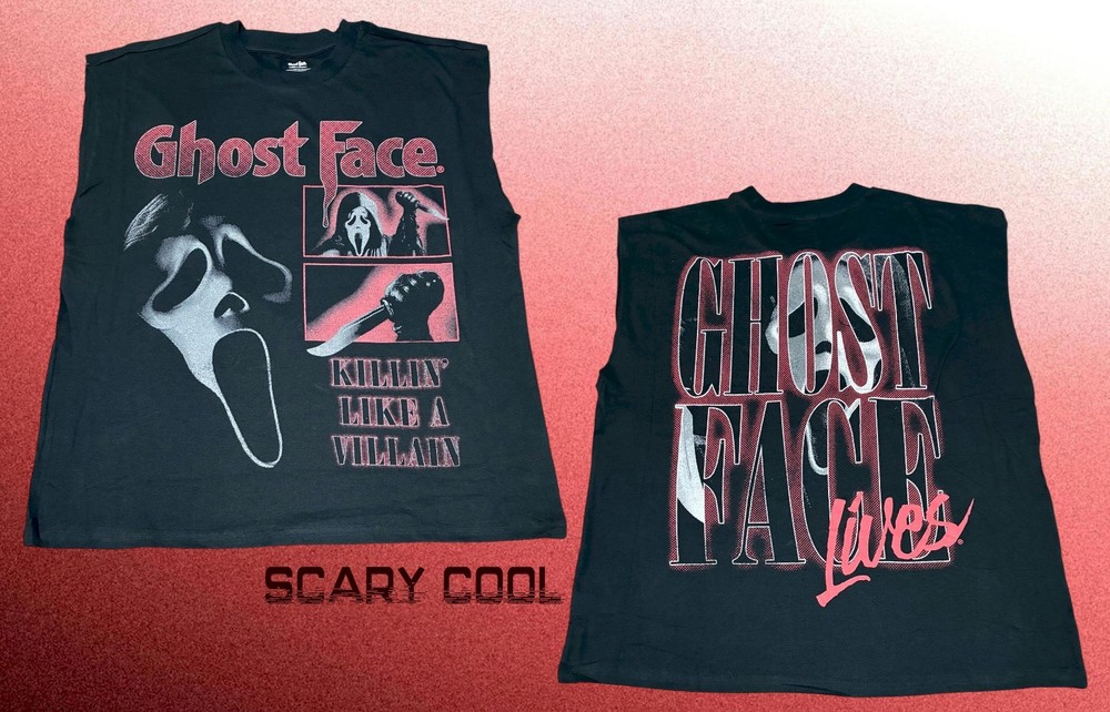 New Scream Ghostface Mask Horror Club 2 Sided Ghost 1996 Mens Muscle T-Shirt