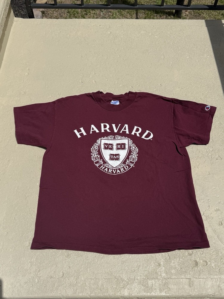Vintage 80s Harvard University Champion Tee Shirt Mens L Single Stitch