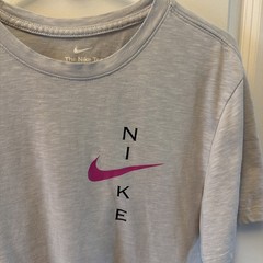 Nike Check Logo Tee Mens Small Dri Fit Gray Short Sleeve Casual Crewneck