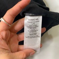 Vince Shirt Mens L Large Black Cotton Long Sleeve Henley Lightweight Casual Tee