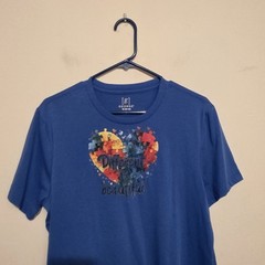 George Blue Graphic Tee – “Different is Beautiful” Size Medium