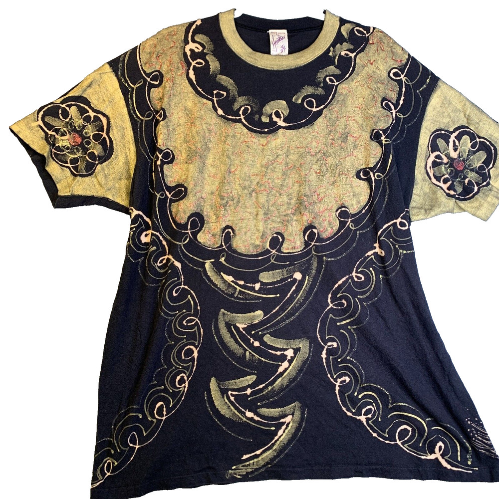 VTG Hand Painted by Heather XL Single Stitch All Over Print T-Shirt USA RETRO