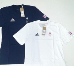 Adidas Training Shirt Team GB Olympic 100% Cotton White Blue XS S M L XL 2XL 3XL