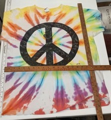 Peace Time Tie-Dye TShirt L Single Stitch Cotton T Shirt Stains 1990 Fruit Loom