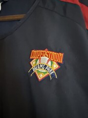 Cooperstown Dreams Park Authentic Mens Blue/Red Logo Nylon Zip Hem Shirt Sz XL