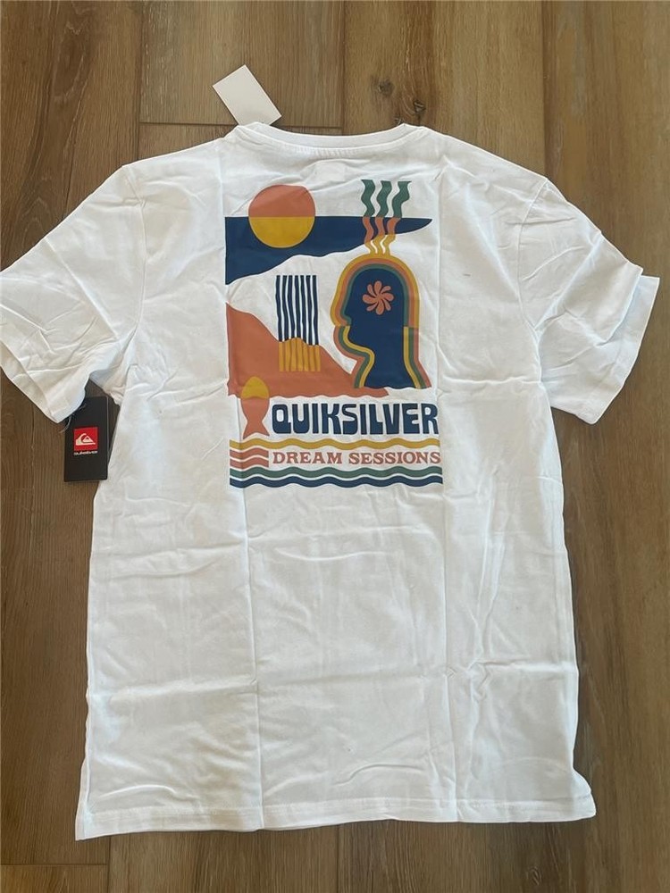 New Quiksilver Dream Sessions 100% Cotton Surf T shirt M White Men’s