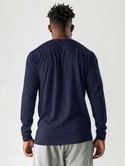 men’s solid color round ne long sleeved T-shirt, versatile design, co