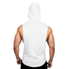 Men Sleeveless Hooded Tank Top Cotton Breathable Gym Fitness Bodybuilding