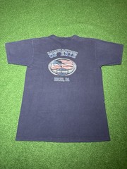 Harley Davidson Emblem Logo Blue Silver Large Y2K Biker Vintage T Shirt