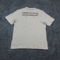 American Eagle Shirt Mens Medium Tall Off White Graphic Dog Established 1977 NWT