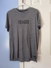 Hollister Men’s Gray California Logo Graphic Crew Neck Short Sleeve T-Shirt, L