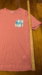 Charleston Threads T Shirt Mens Medium Pink Pocket Tee Plaid Patch Short Sleeve