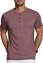 Men’s Short Sleeve Henley Shirt Casual Summer Tee Lightweight Breathable Solid T