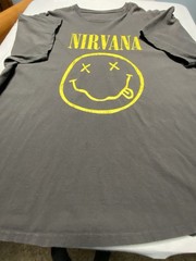 Nirvana Shirt Mens Size 3XL Gray Brown Smiley Face Grunge Rock Punk Y2K