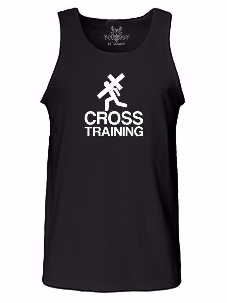 NEW MEN PRINTED CROSS TRAINING JESUS CHRISTIAN THEME GOD LOVE BIBLE TANK TOP TEE