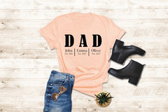 Personalized Dad Shirt with Kids Names Father’s Day Gift Custom Daddy Tee