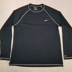 Speedo Men’s Navy Long Sleeve Pullover Rash Guard Shirt Size Large Classic
