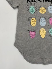Rick and Morty Adult Swim Official T-Shirt XS Gray Character Faces Cast Tee