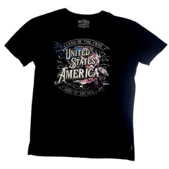 Great American Lakes & Timber Mens T-Shirt 2XL Black Land Free Home Brave Eagle