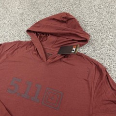 NEW 5.11 Tactical Shirt Mens 2XL Red Hooded Long Sleeve Hoodie Graphic Logo Tee