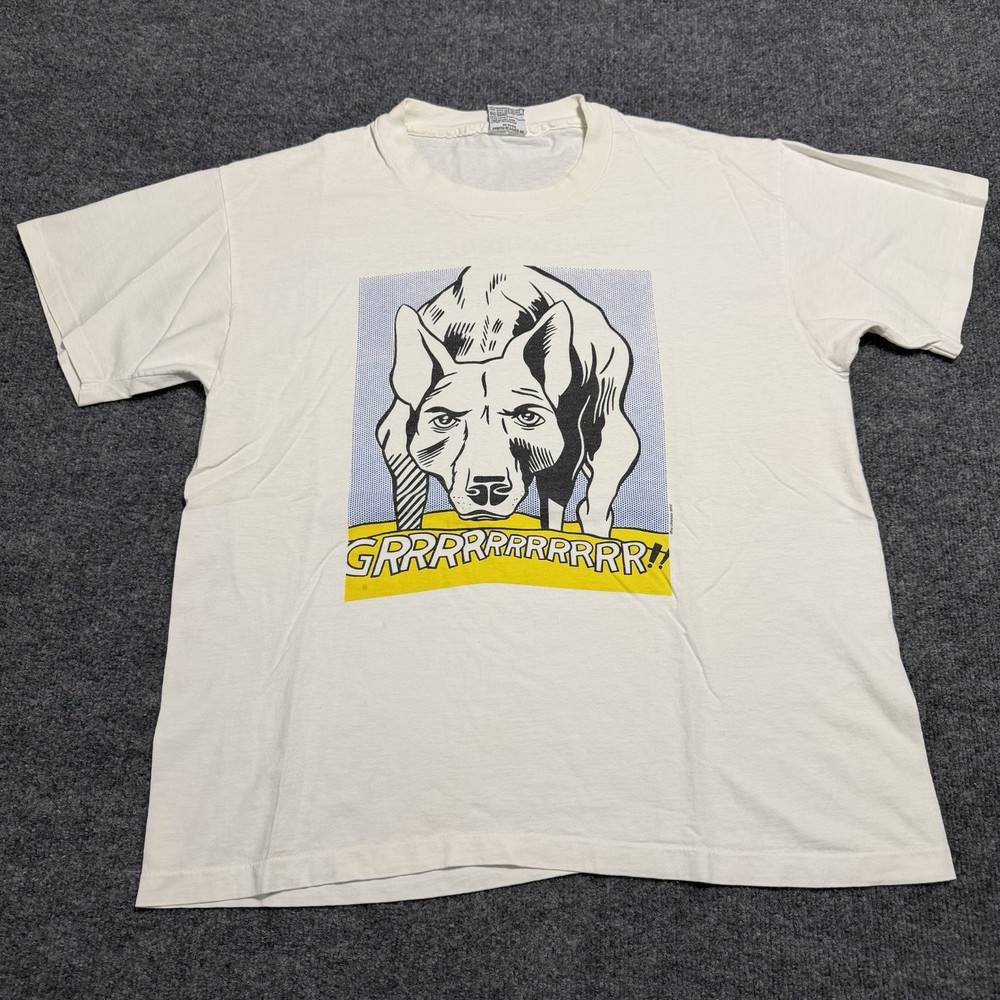 Vintage Roy Lichtenstein Guggenheim Museum Shirt XL Grrrrrrr Dog Pop Art 90s